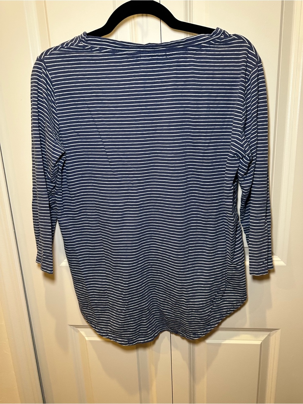 fresh produce women’s Navy & White Striped Long Sleeve Tee 100% cotton - Picture 4 of 4